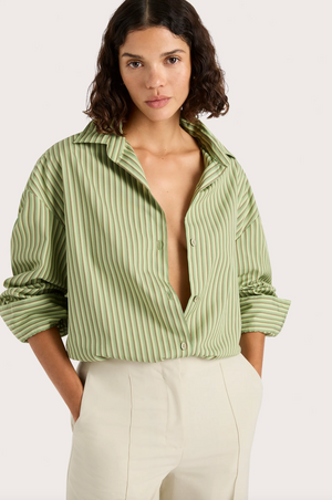 Freja Shirt, Green Stripe