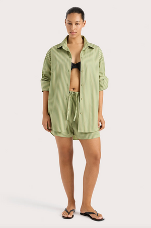 Freja Shirt, Green Stripe