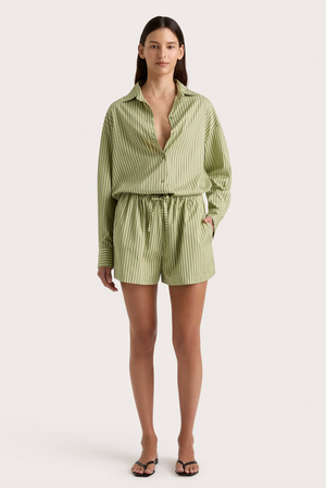 Freja Shorts, Green Stripe