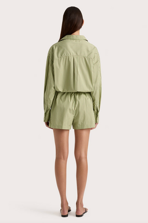 Freja Shorts, Green Stripe