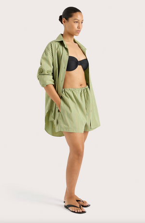 Freja Shorts, Green Stripe