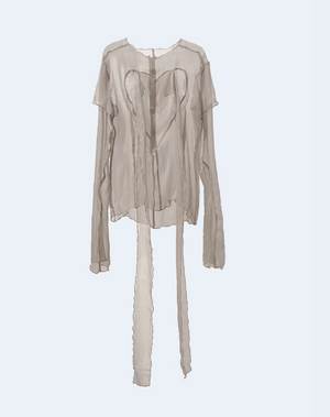 Transparent Gauze Heart Blouse