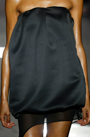 Black Volumen Mini Dress w/ Gauze Detail