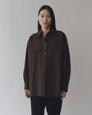 Crinkle Oversize Shirt, Brown