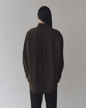 Crinkle Oversize Shirt, Brown