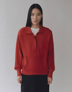 Cashmere Polo Sweater, Red