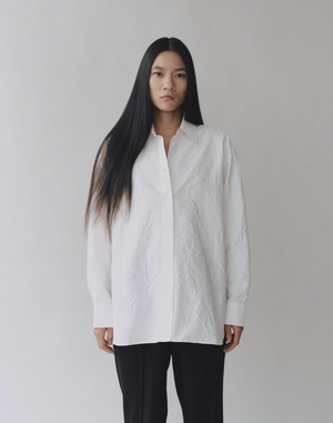 Crinkle Oversize Shirt, White