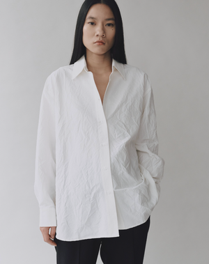 Crinkle Oversize Shirt, White