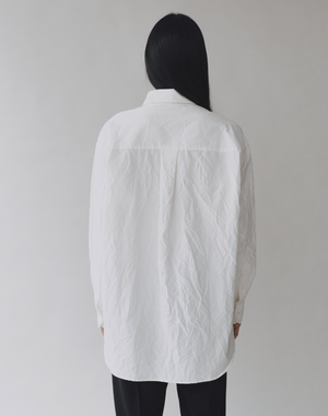 Crinkle Oversize Shirt, White