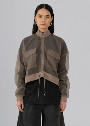 Organza Bomber Jacket, Brown