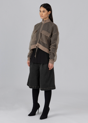 Organza Bomber Jacket, Brown