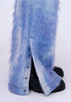 Hand-Painted Fluffy Denim Deconstructed Baggy Trousers