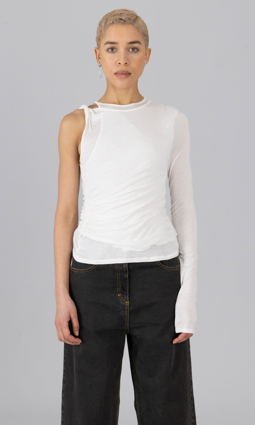 Double Layer Asymmetric Top, Off White