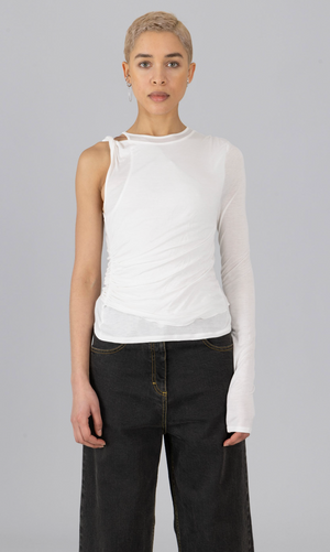 Double Layer Asymmetric Top, Off White