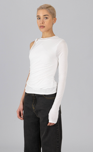 Double Layer Asymmetric Top, Off White