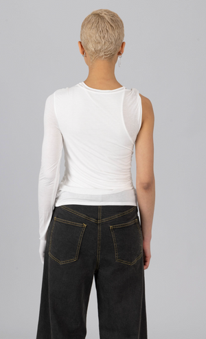 Double Layer Asymmetric Top, Off White