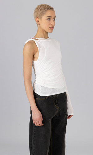 Double Layer Asymmetric Top, Off White