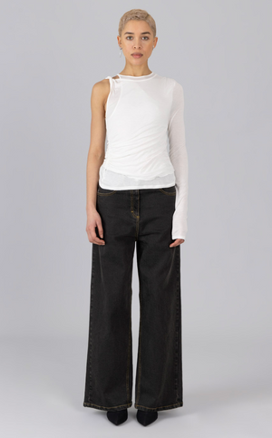 Double Layer Asymmetric Top, Off White