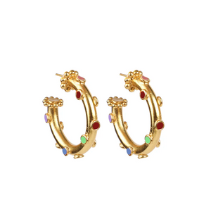 Trufa Hoop Earrings Rainbow, Baby Gold