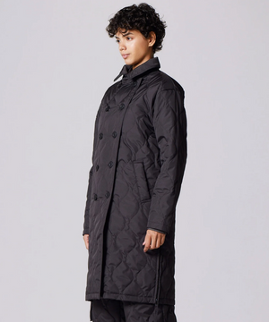 Military Breasted Long Down Coat, Black