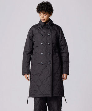 Military Breasted Long Down Coat, Black