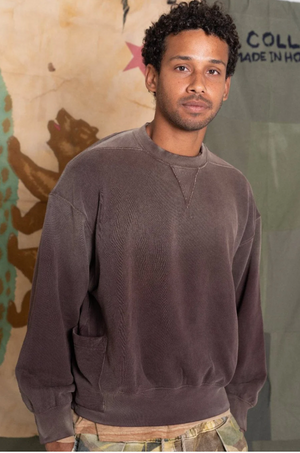 Relax French Terry 100% Cotton Sunfaded Sweater, Capuccino