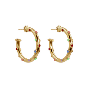 Trufa Hoop Earrings Rainbow, Mini Gold