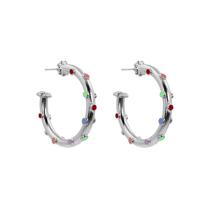 Trufa Hoop Earrings Rainbow, Mini Silver