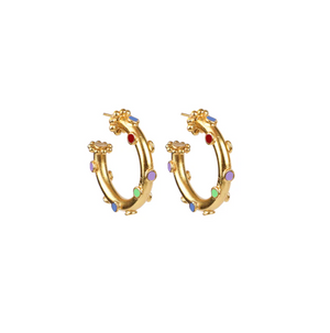 Trufa Hoop Earrings Rainbow, Tiny Gold