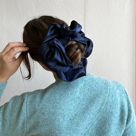 Giant Satin Scrunchie- Navy