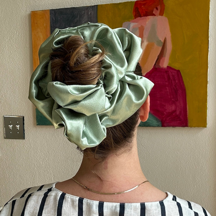 Giant Satin Scrunchie- Crushed Sage