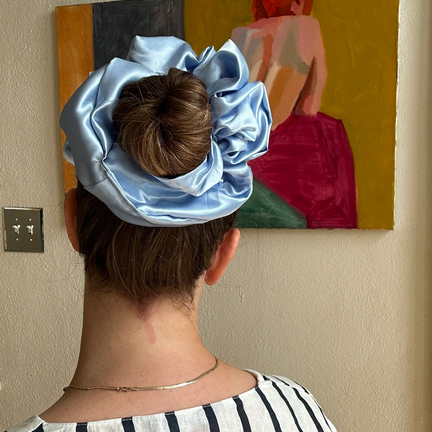 Giant Satin Scrunchie- Sky Blue