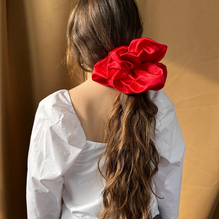 Giant Satin Scrunchie- Heathers Red