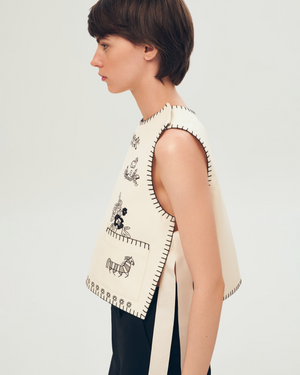 Vatslava Embroidered Vest, Ivory