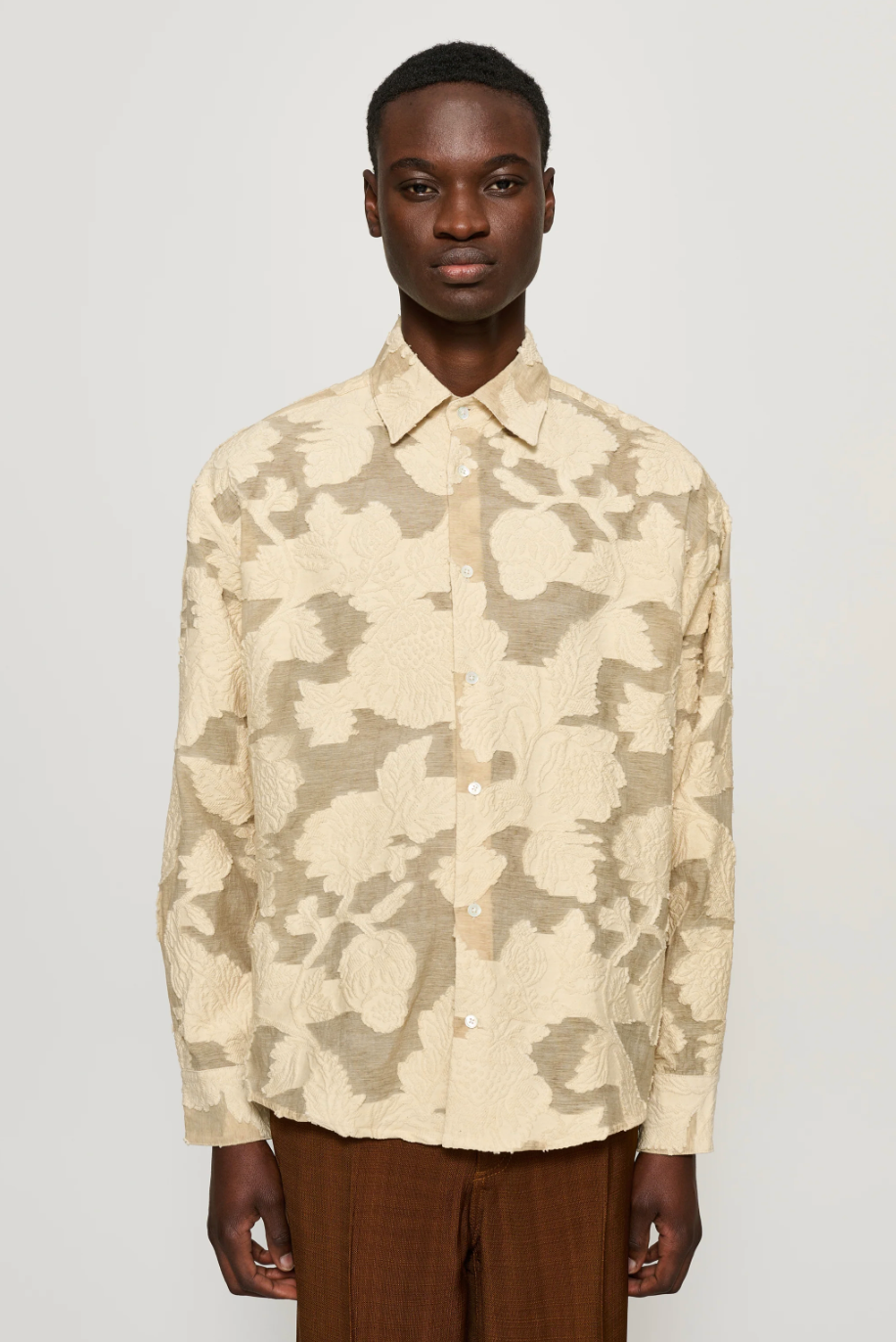 Jack Relaxed Fit Shirt, Beige Floral Burnout