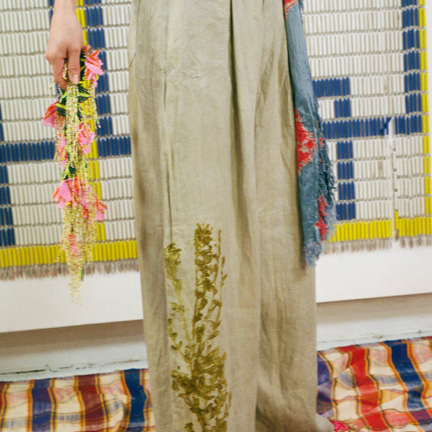 Llama Fruit Hemp with Pericon Flower Cargo Pants