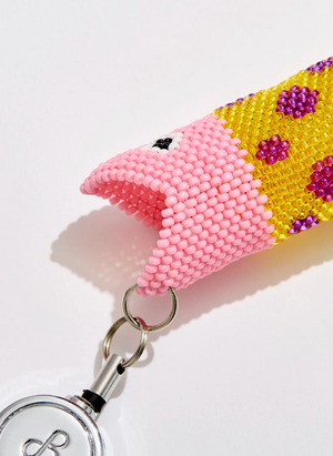 Pink Beaded Fish Lighter Holder