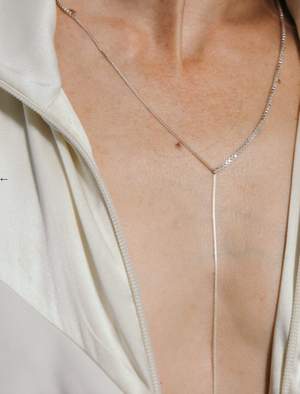 Fringe Mixed Necklace Lasso, Silver