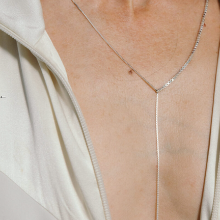 Fringe Mixed Necklace Lasso, Silver