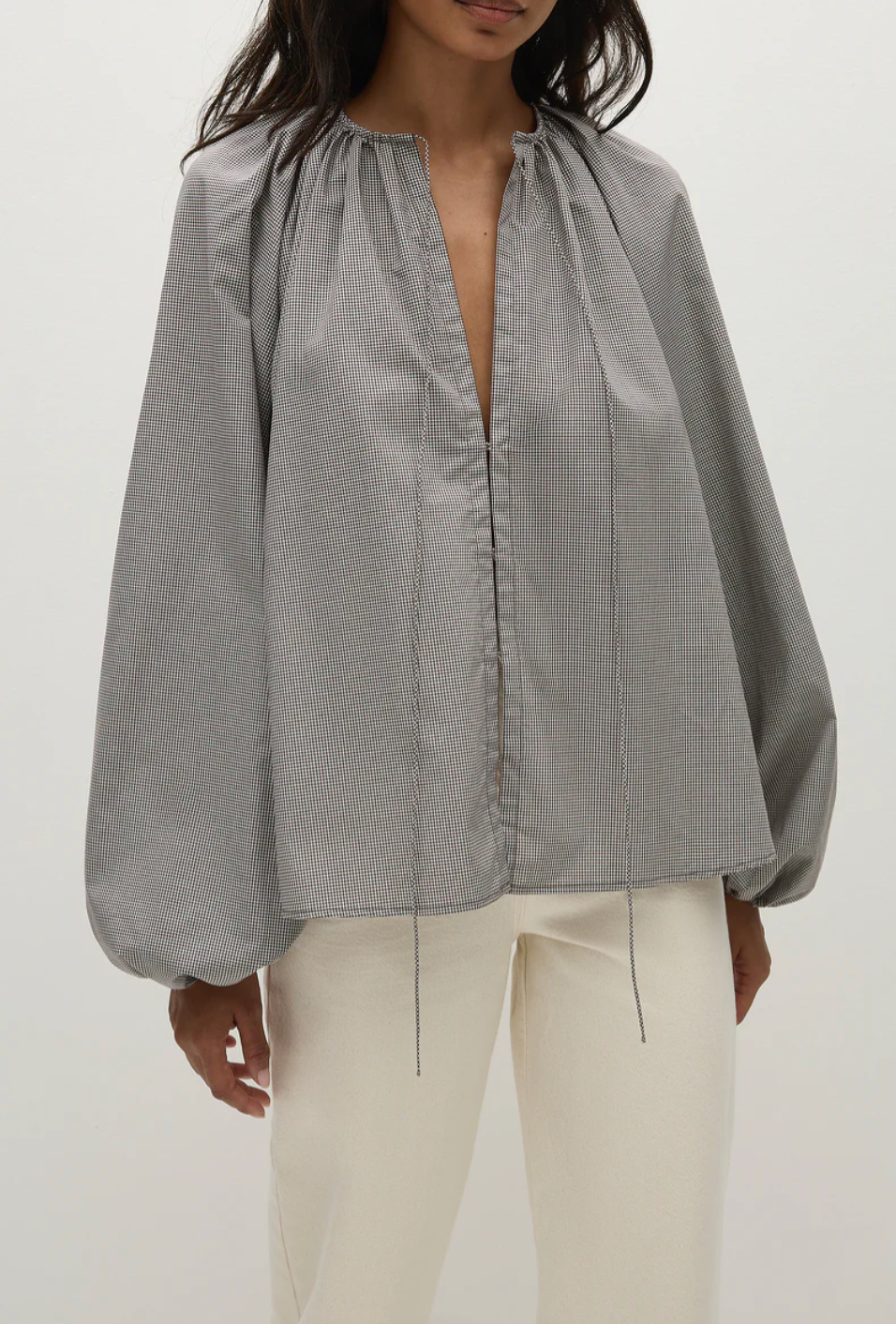Amara Blouse, Hanne Gingham Espresso