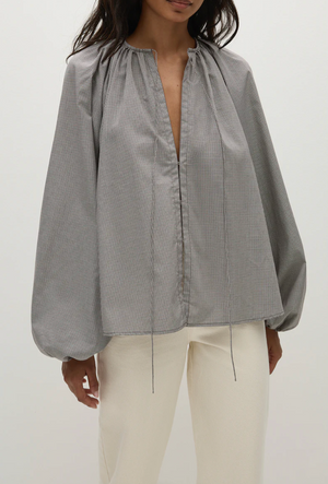 Amara Blouse, Hanne Gingham Espresso