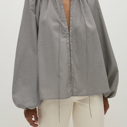 Amara Blouse, Hanne Gingham Espresso