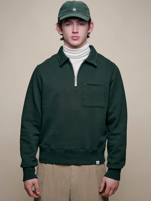 Zip Collar Sweatshirt, Forest