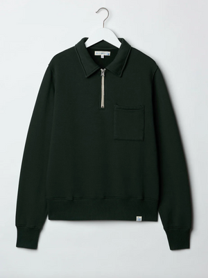 Zip Collar Sweatshirt, Forest