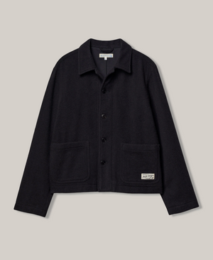 Portuguese Wool Cropped Unisex Jacket, Deep Black