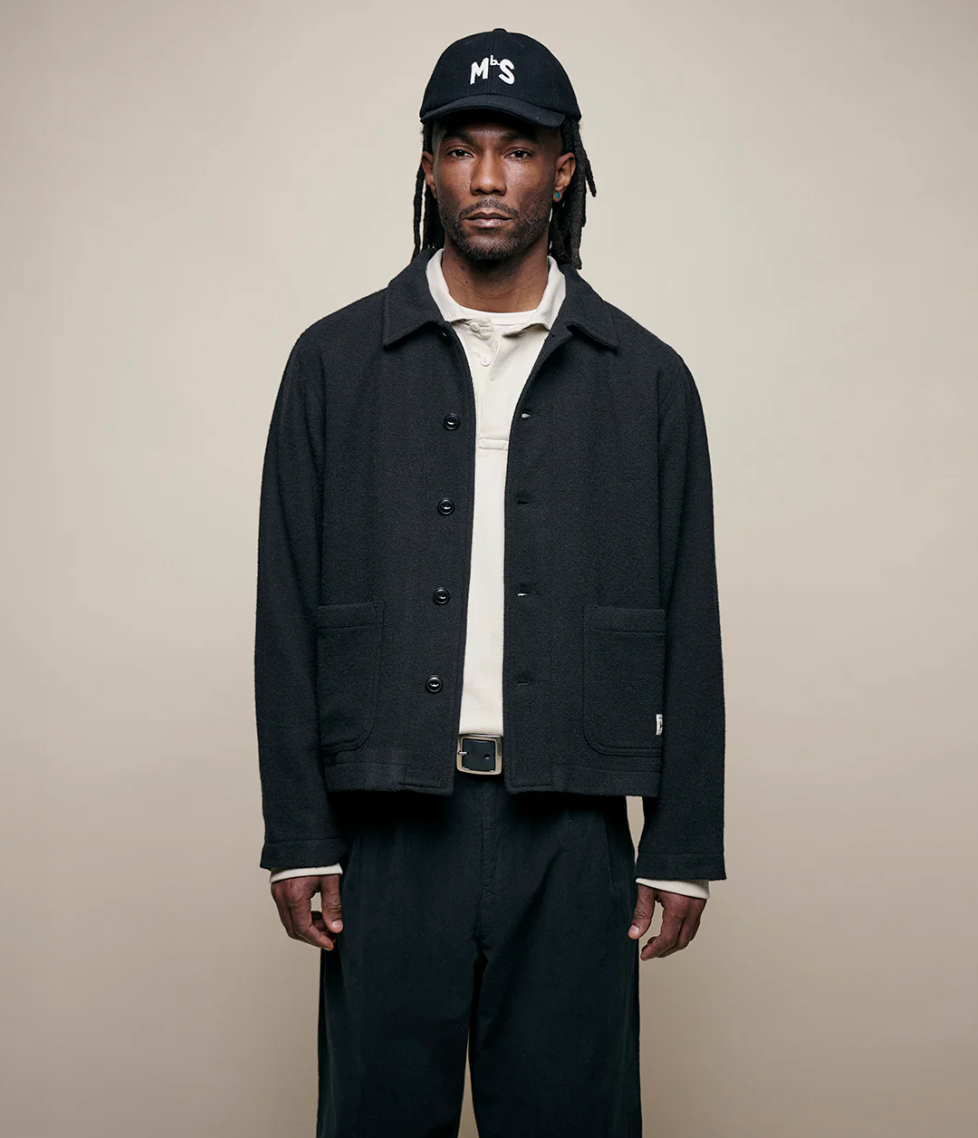 Portuguese Wool Cropped Unisex Jacket, Deep Black