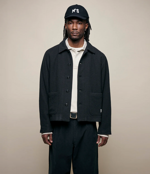 Portuguese Wool Cropped Unisex Jacket, Deep Black