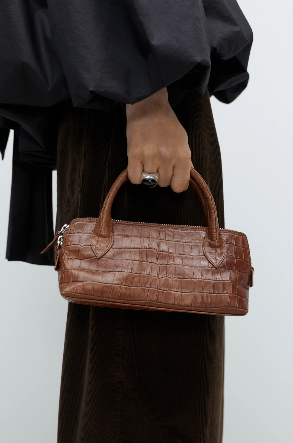 Mini Bag Crocodile, Caramel