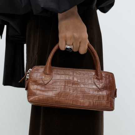 Mini Bag Crocodile, Caramel