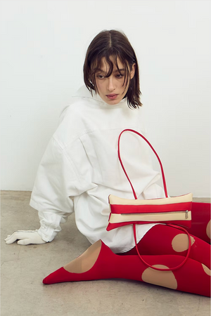 Patch Combined Bag, Red x Cream